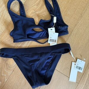 Calvin Klein Blue Bikini Set with Modern Cutouts